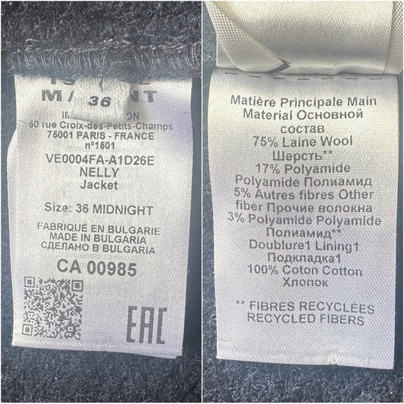 Isabel Marant Étoile Nelly Jacket Wool Blend Midnight Navy Sz 36 / 4 - Picture 11 of 15